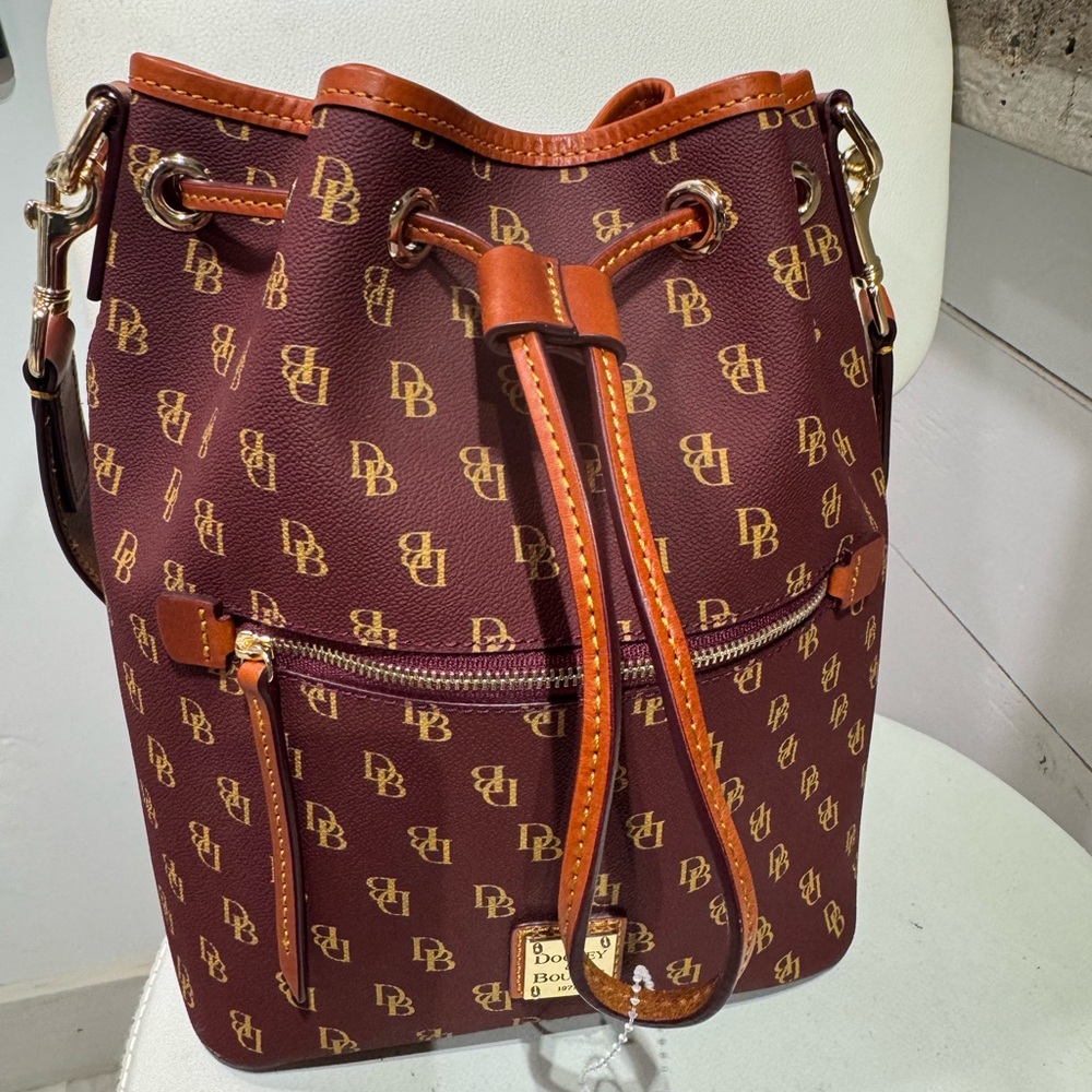 Dooney & Bourke Burgundy and Tan Shoulder Bag
